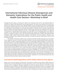 International Infectious Disease Emergencies and Domestic Implications for the Public Health and Health Care Sectors:Workshop in Brief