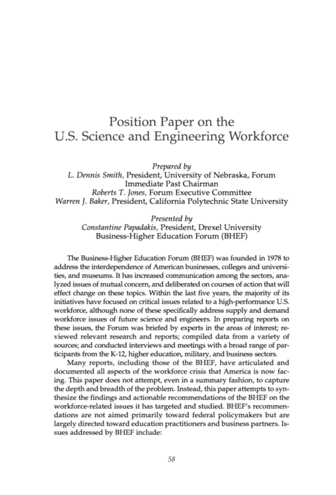 Position Paper What Is The Purpose Of Education / Position Paper On The U S Science Engineering ...