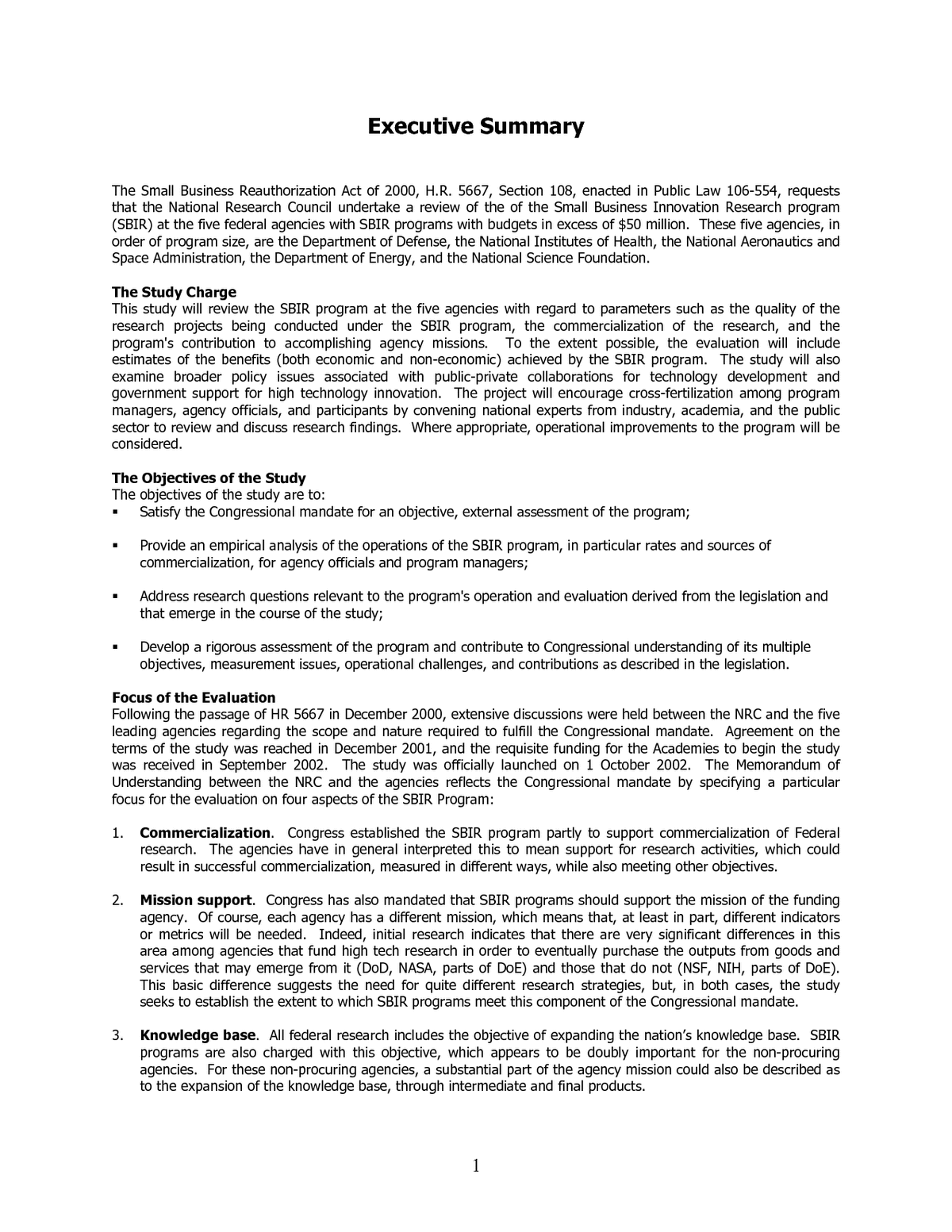 Executive Summary Template For A Project from images.nap.edu