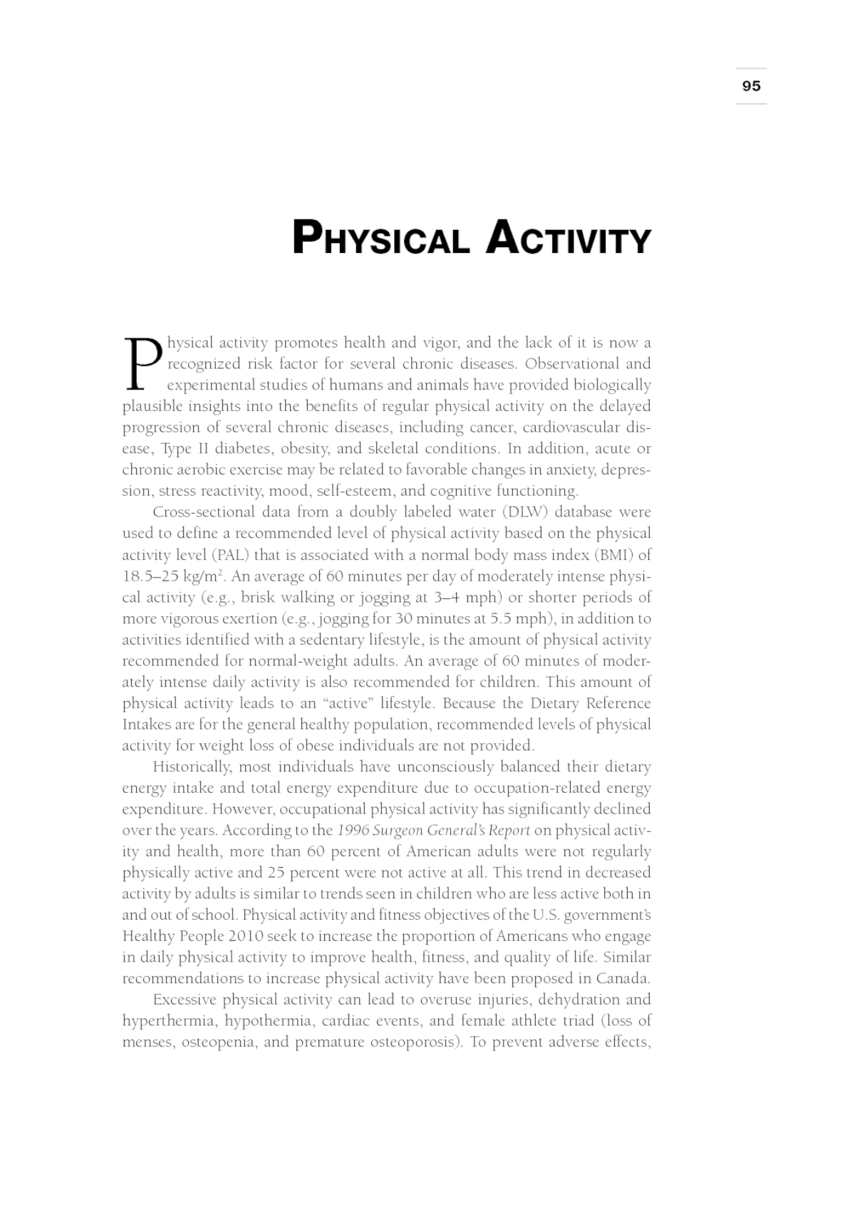 Physical Activity Ratio Chart