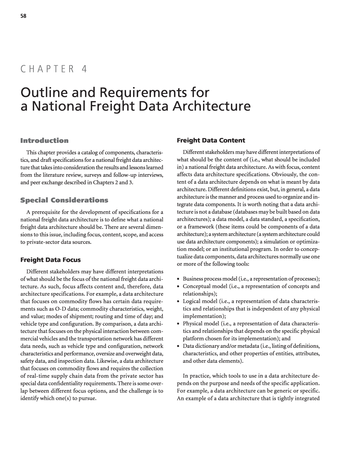 Chapter 4 Outline And Requirements For A National Freight Data