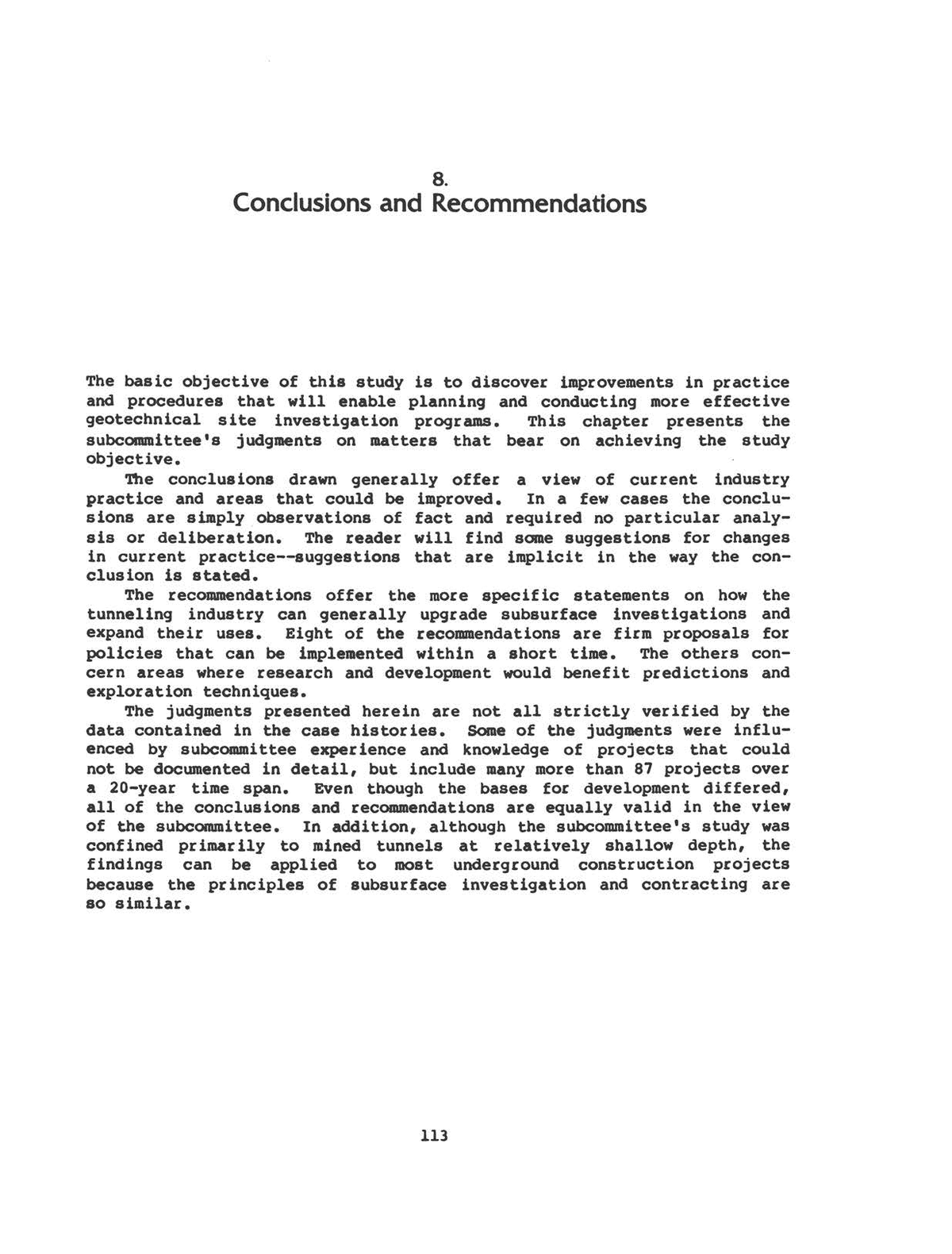 Conclusions And Recommendations Geotechnical Site Investigations For Underground Projects Volume 1 Overview Of Practice And Legal Issues Evaluation Of Cases Conclusions And Recommendations The National Academies Press