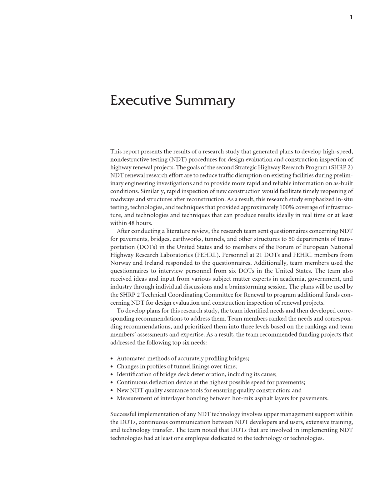Executive Summary  A Plan for Developing High-Speed
