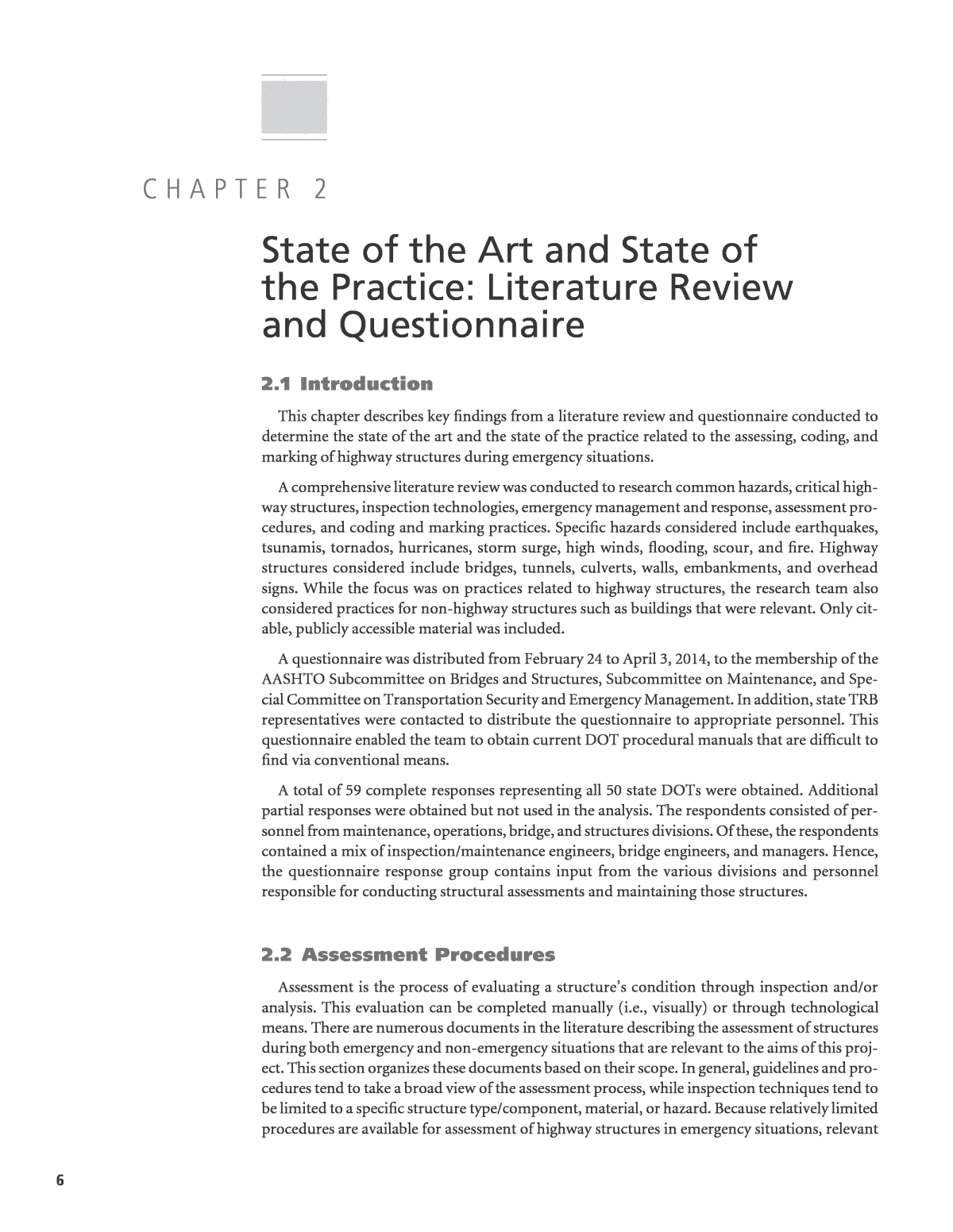 Chapter 2 State Of The Art And State Of The Practice Literature Review And Questionnaire Assessing Coding And Marking Of Highway Structures In Emergency Situations Volume 1 Research Overview The National Academies Press
