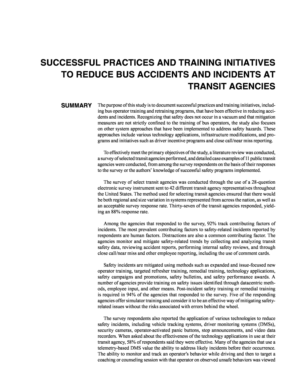 Report Contents  Successful Practices and Training Initiatives to