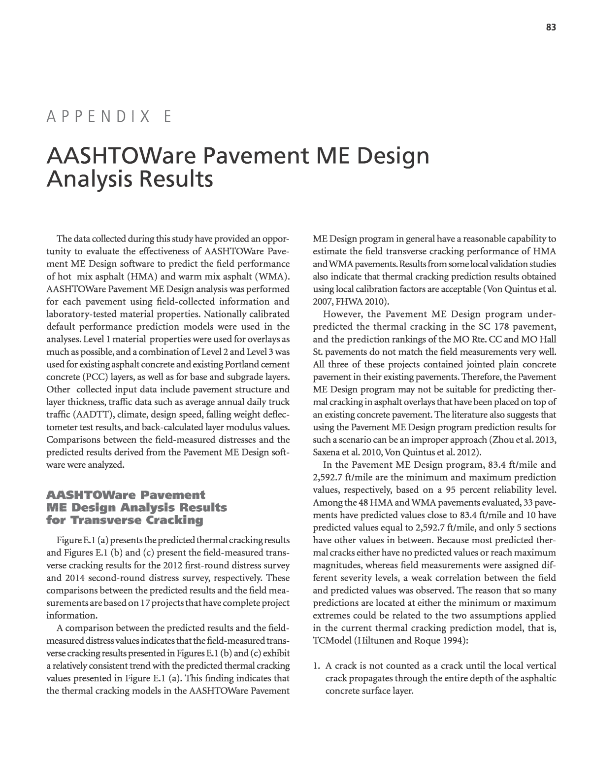 Appendix E AASHTOWare Pavement ME Design Analysis