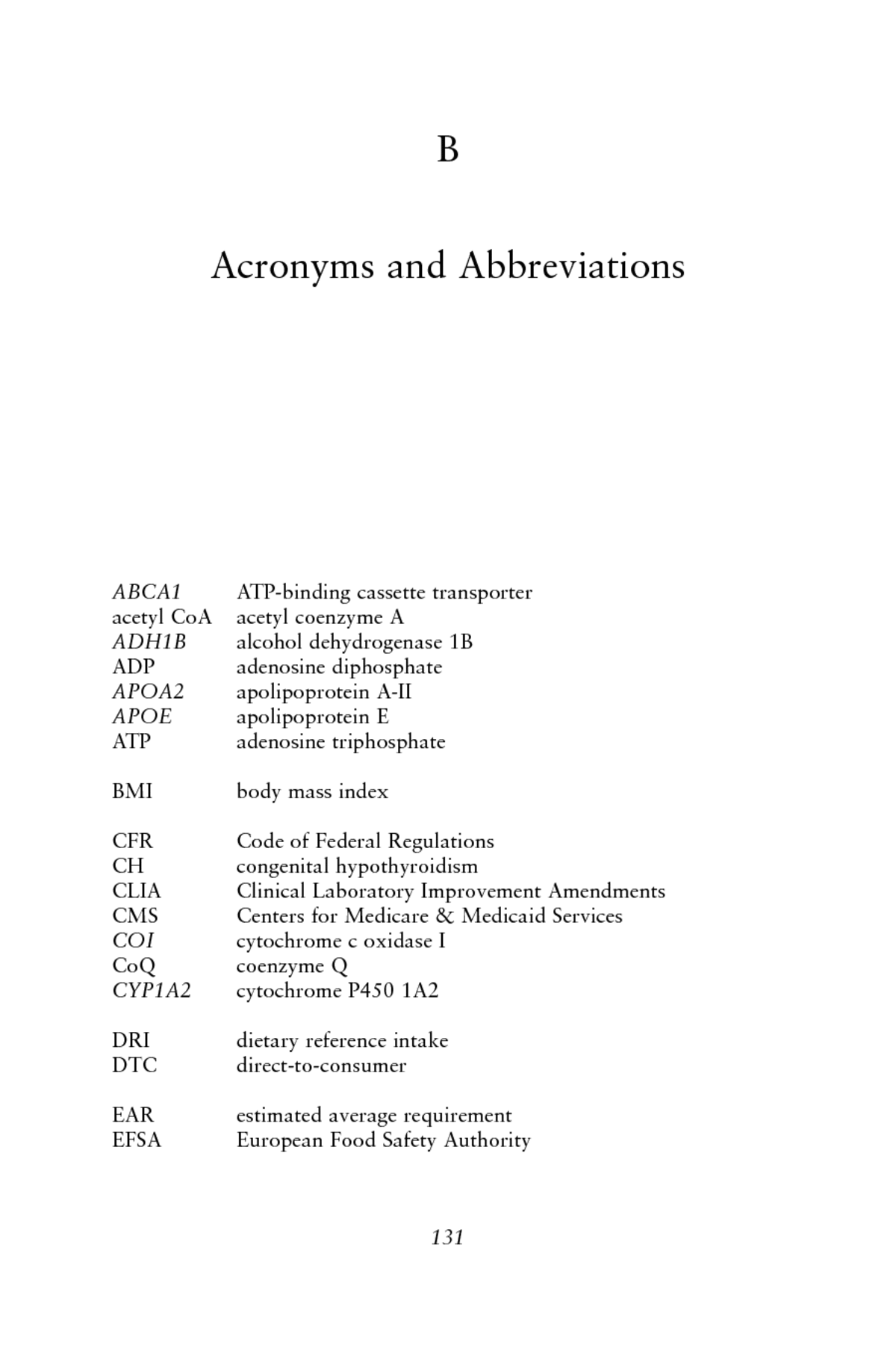 Appendix B: Acronyms and Abbreviations | Nutrigenomics and ...