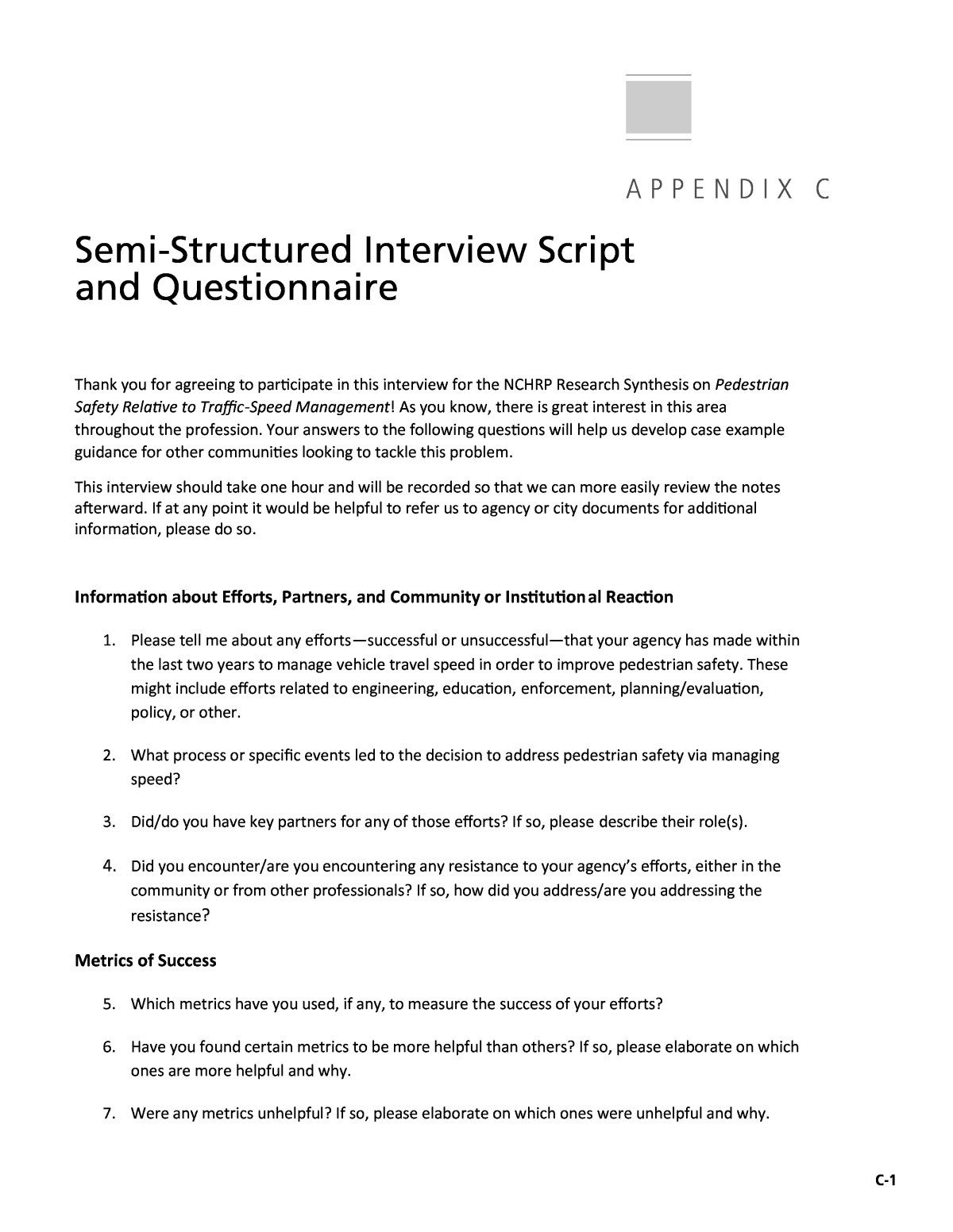 Appendix C Semi Structured Interview Script And Questionnaire