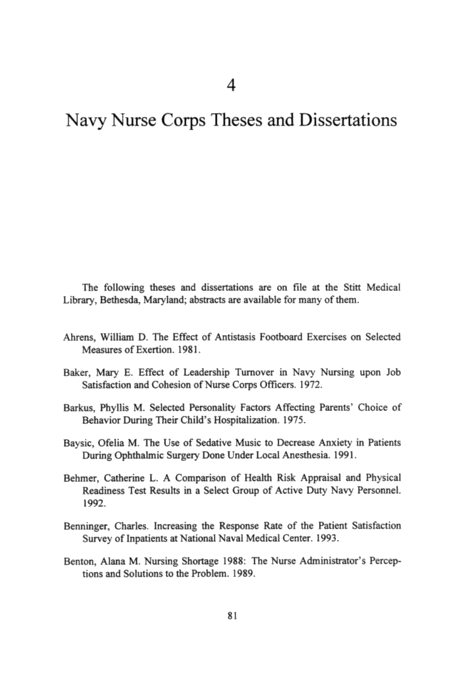 Corps dissertation